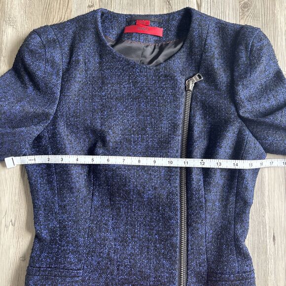 HUGO Hugo Boss Women’s Black And Blue Blazer with Off Center Zipper And Pockets - Picture 7 of 12